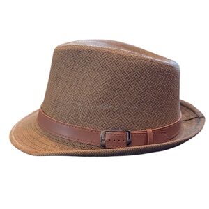 NEW Simplicity Brown Fedora with faux Leather Band and buckle